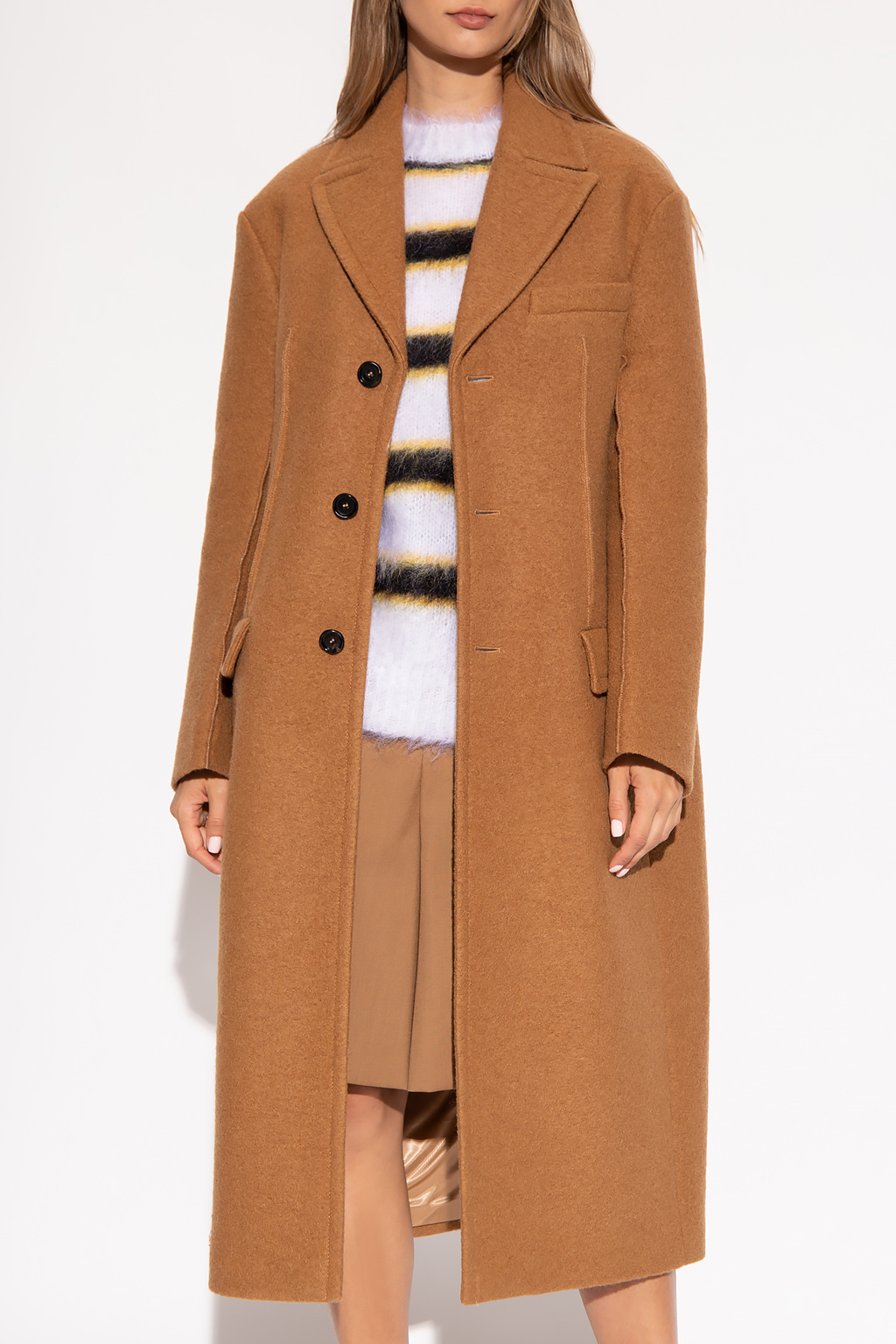 IetpShops Mozambique - marni faux fur stole item - Brown Wool coat